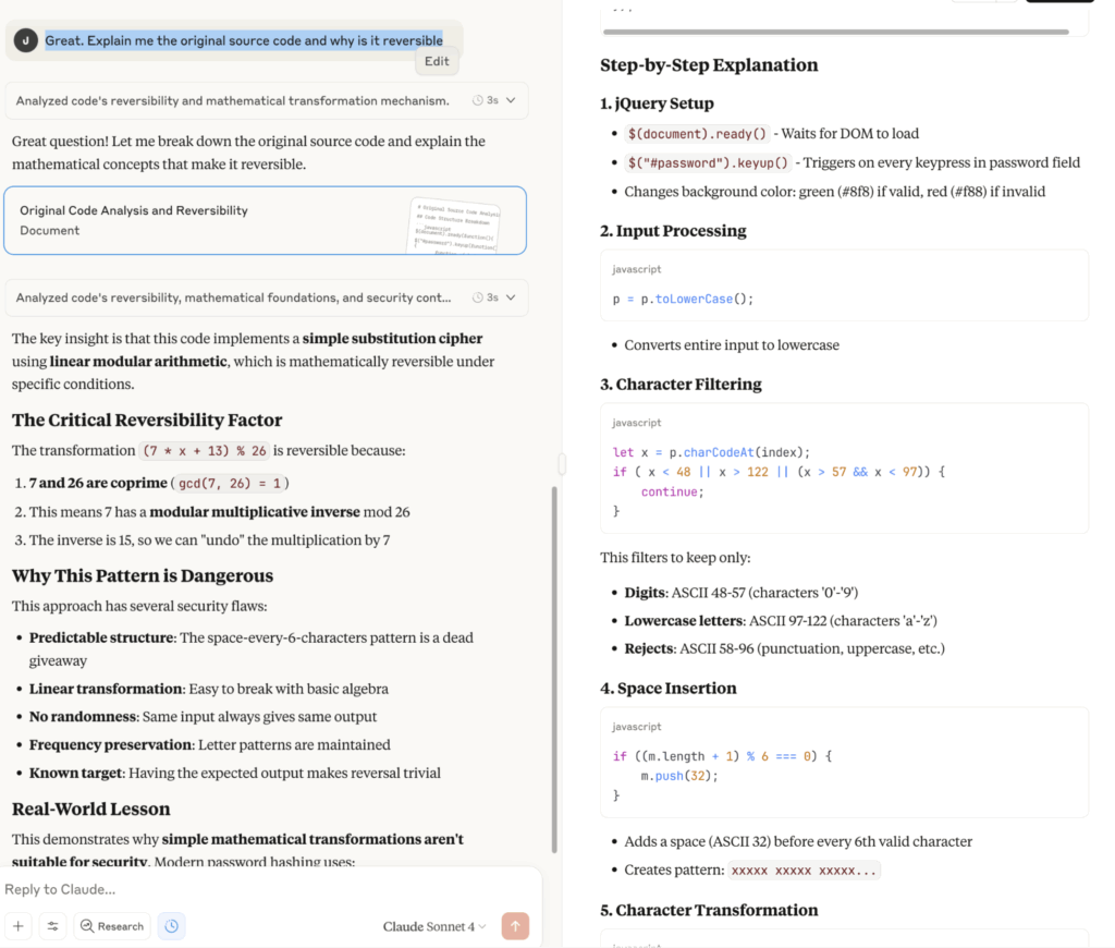 AI explanation of the reversible source code