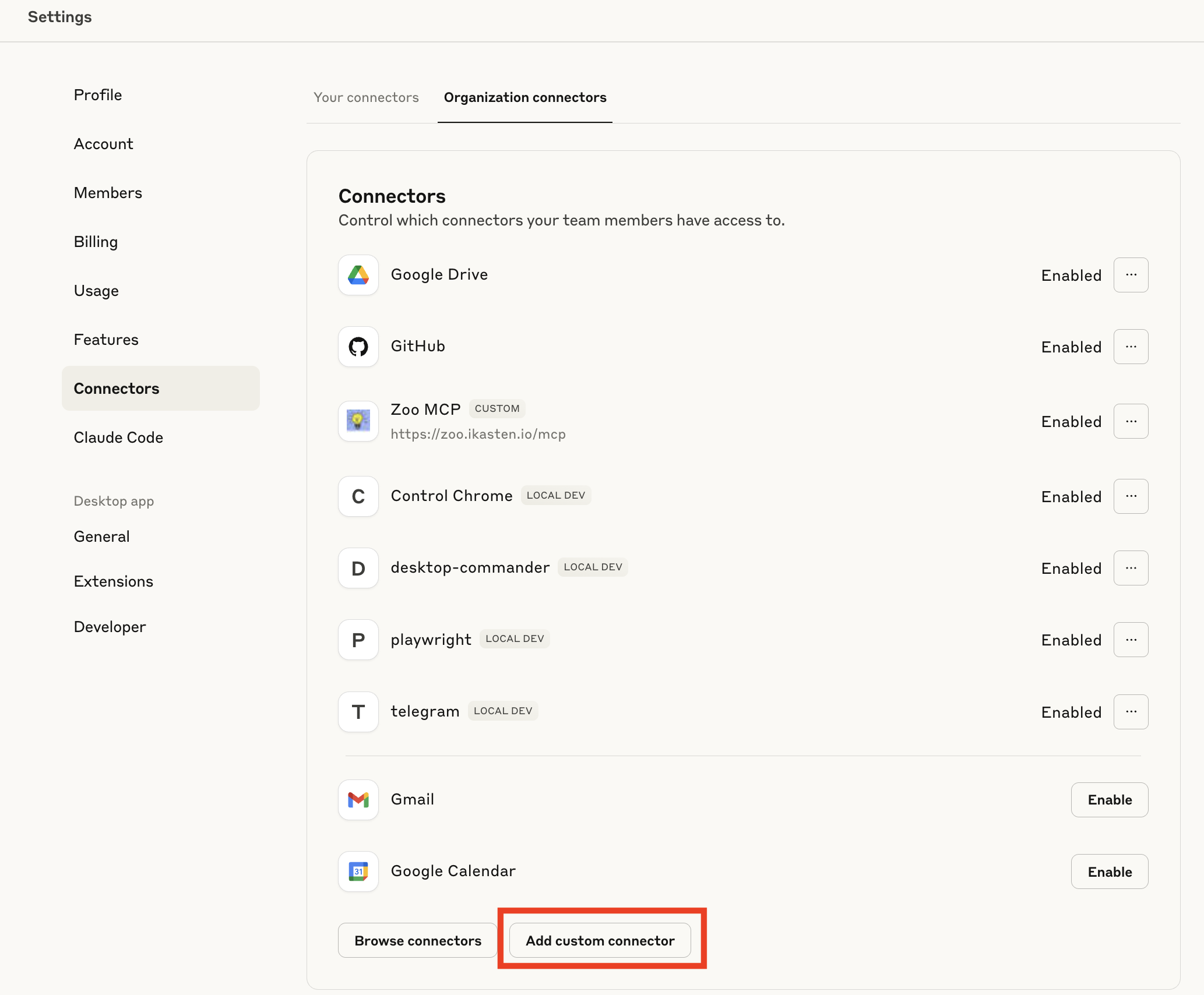 Añadiendo un nuevo conector a Claude Desktop
